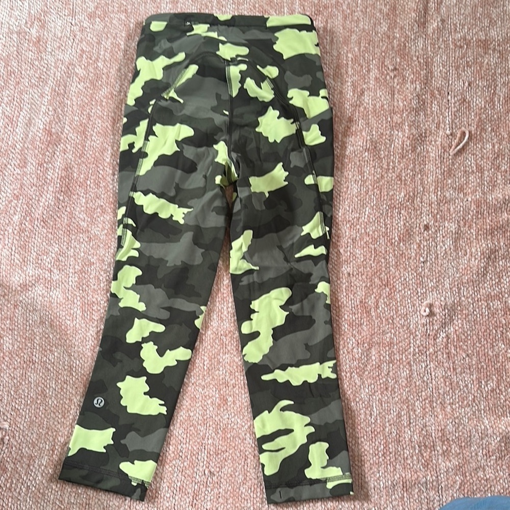 lululemon athletica Green and Black Camouflage Leggings